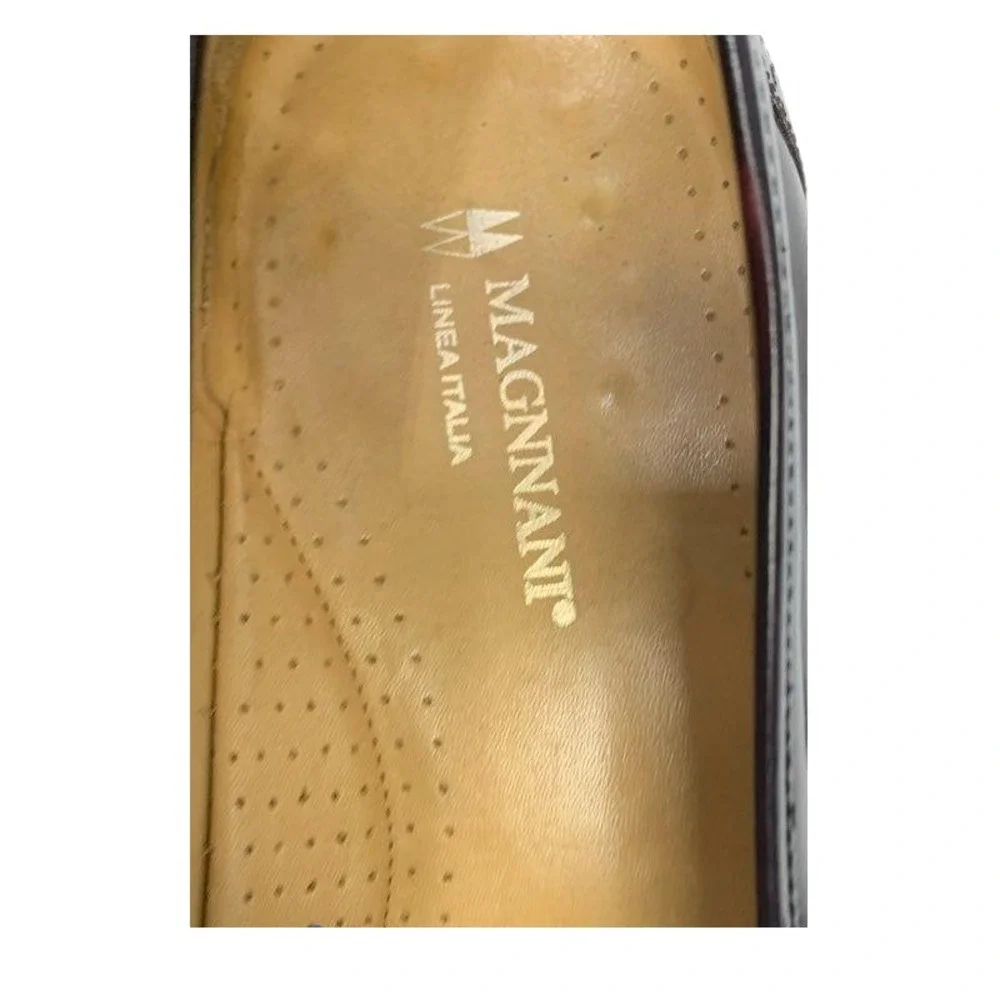 Magnanni Mens Tassel Loafers Brown Burgundy Leather Wingtip Shoes 10.5 M Italy